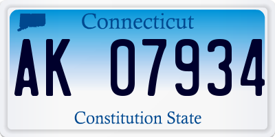 CT license plate AK07934