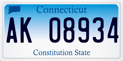CT license plate AK08934