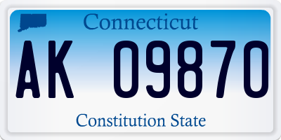 CT license plate AK09870