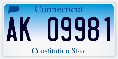 CT license plate AK09981