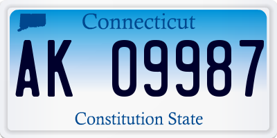 CT license plate AK09987