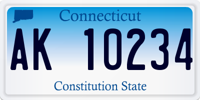 CT license plate AK10234