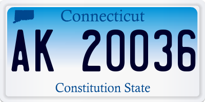 CT license plate AK20036