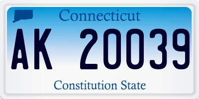 CT license plate AK20039