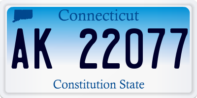 CT license plate AK22077