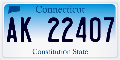 CT license plate AK22407