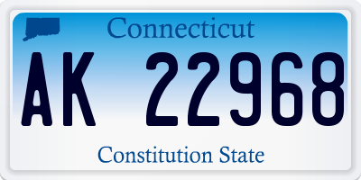 CT license plate AK22968