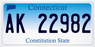 CT license plate AK22982