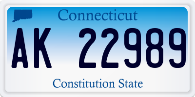 CT license plate AK22989