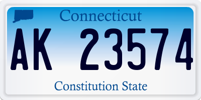 CT license plate AK23574