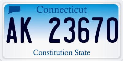 CT license plate AK23670
