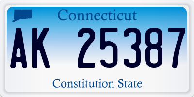 CT license plate AK25387