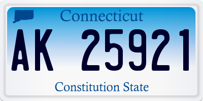 CT license plate AK25921