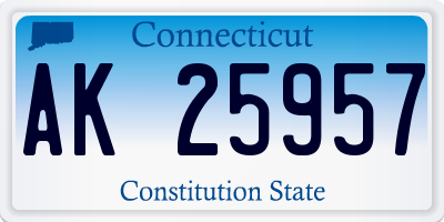 CT license plate AK25957