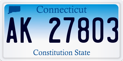 CT license plate AK27803