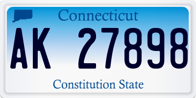 CT license plate AK27898