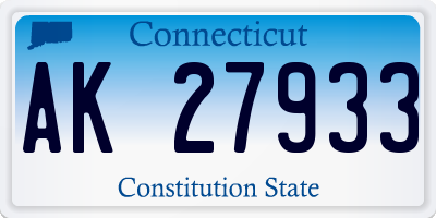 CT license plate AK27933