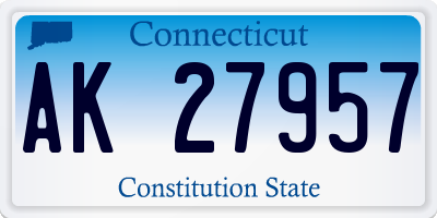 CT license plate AK27957