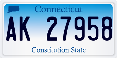CT license plate AK27958