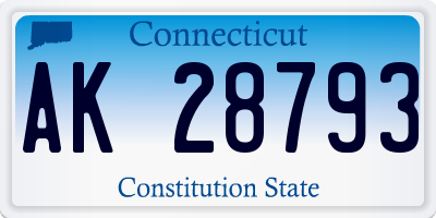 CT license plate AK28793