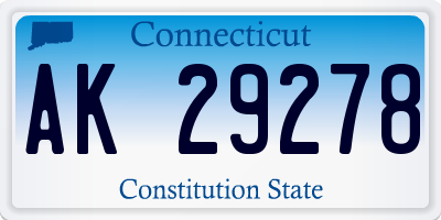 CT license plate AK29278