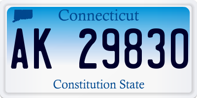 CT license plate AK29830