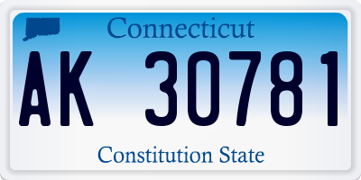 CT license plate AK30781