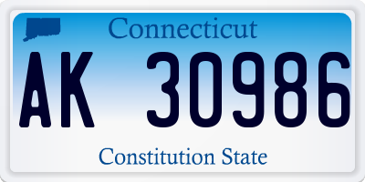 CT license plate AK30986