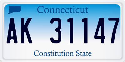 CT license plate AK31147