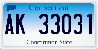 CT license plate AK33031