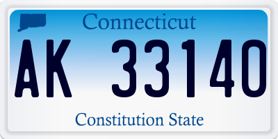 CT license plate AK33140