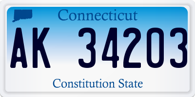 CT license plate AK34203