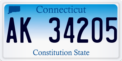 CT license plate AK34205