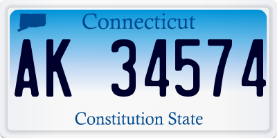 CT license plate AK34574