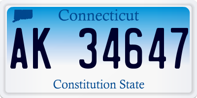 CT license plate AK34647