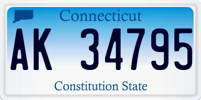 CT license plate AK34795