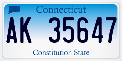 CT license plate AK35647