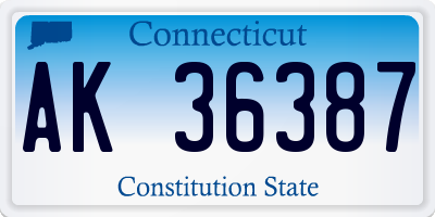 CT license plate AK36387