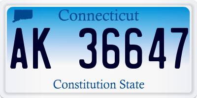 CT license plate AK36647