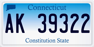 CT license plate AK39322