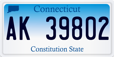 CT license plate AK39802