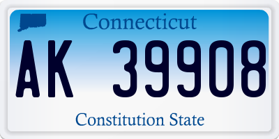 CT license plate AK39908