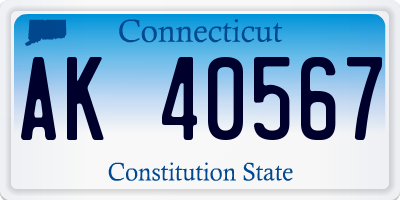 CT license plate AK40567