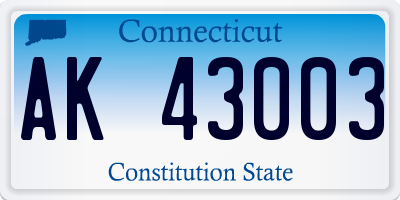 CT license plate AK43003