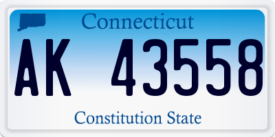 CT license plate AK43558