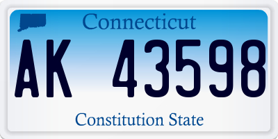 CT license plate AK43598