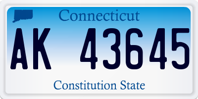 CT license plate AK43645