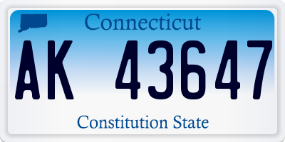 CT license plate AK43647