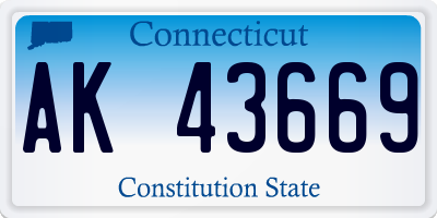 CT license plate AK43669
