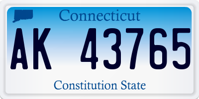 CT license plate AK43765